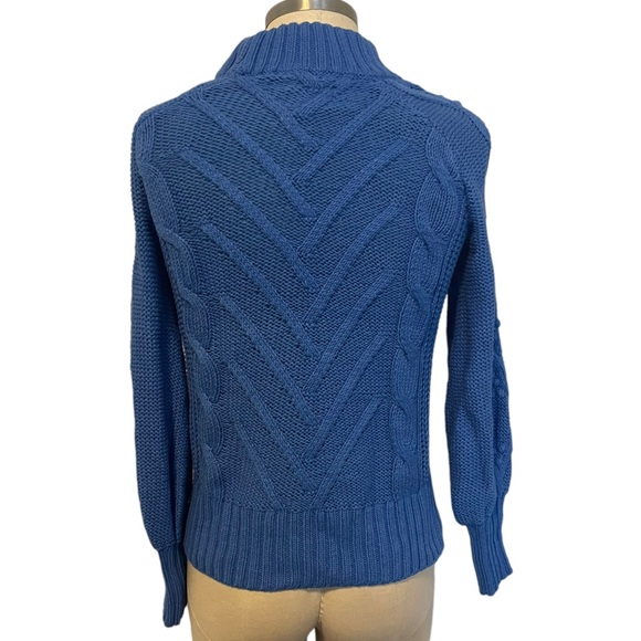 LOFT Mock Neck Blue Bobble Stitch Sweater Size XXS - Picture 4 of 7